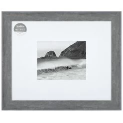 16x20 Matted To 8x10 Wide Flat Profile With White Mat Wall Frame, Grey