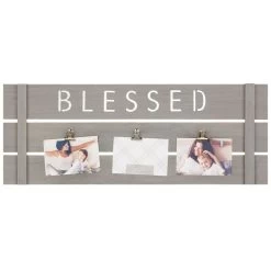 3-Opening Greywash Plank With Blessed Cutout Word Clip Collage Frame