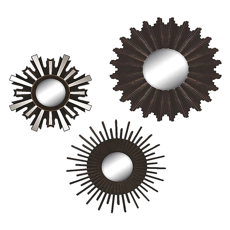 3-Piece Brown Wall Mirror Set 3 3-Piece Brown Wall Mirror Set