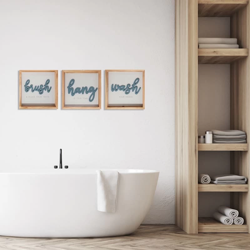 3-Piece Brush Hang Wash Framed Wall Art, 10" 4 3-Piece Brush Hang Wash Framed Wall Art, 10" - Image 2