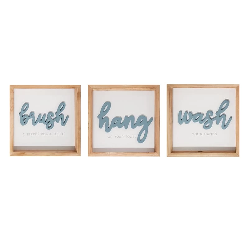 3-Piece Brush Hang Wash Framed Wall Art, 10" 3 3-Piece Brush Hang Wash Framed Wall Art, 10"