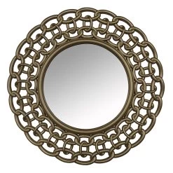 3-Piece Gold Chain Framed Round Wall Mirror Set, 15" -Home Decor Shop 3 piece gold chain framed round wall mirror set 15 2