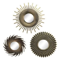 3-Piece Gold Framed Ornate Accent Wall Mirror Set