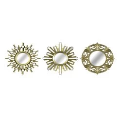 3-Piece Gold Ornate Wall Mirror Set, 10"