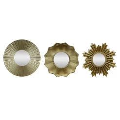 3-Piece Gold Sunburst Wall Mirror Set, 10"