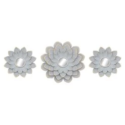 3-Piece Grey Floral Accent Wall Mirror Set