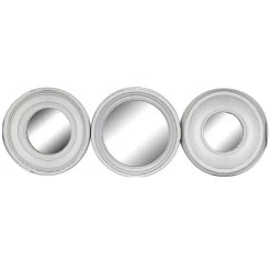 3-Piece Grey Washed Round Wall Mirror Set, 10"