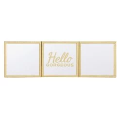 3-Piece Hello Gorgeous Gold Framed Wall Mirror Set, 10"