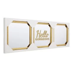 3-Piece Hello Gorgeous Gold Framed Wall Mirror Set, 10" -Home Decor Shop 3 piece hello gorgeous gold framed wall mirror set 10 7