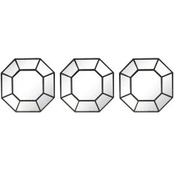 3-Piece Ivy Black Wall Mirror Set, 10"