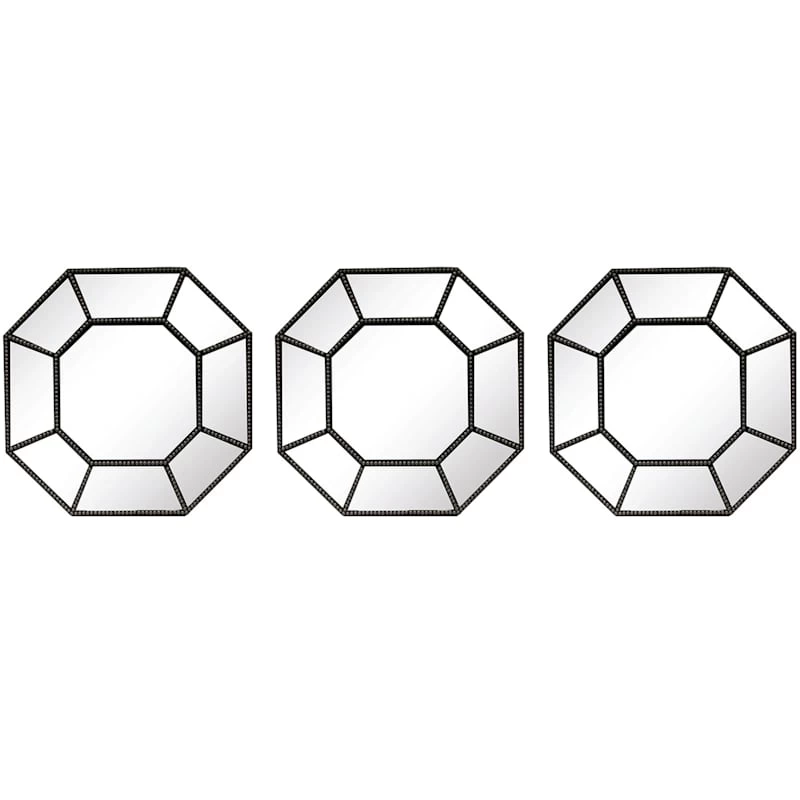 3-Piece Ivy Black Wall Mirror Set, 10" 3 3-Piece Ivy Black Wall Mirror Set, 10"