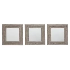 3-Piece Light Grey Square Wall Mirror Set, 10"