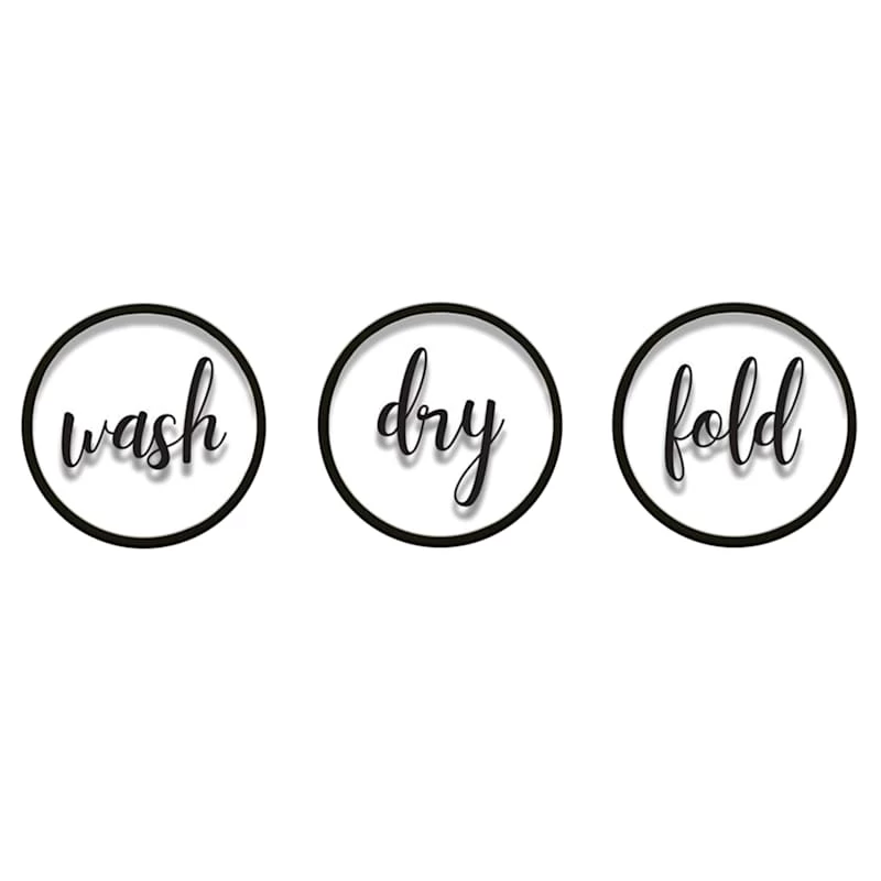 3-Piece Wash Dry Fold Glass Wall Art, 8" 3 3-Piece Wash Dry Fold Glass Wall Art, 8"