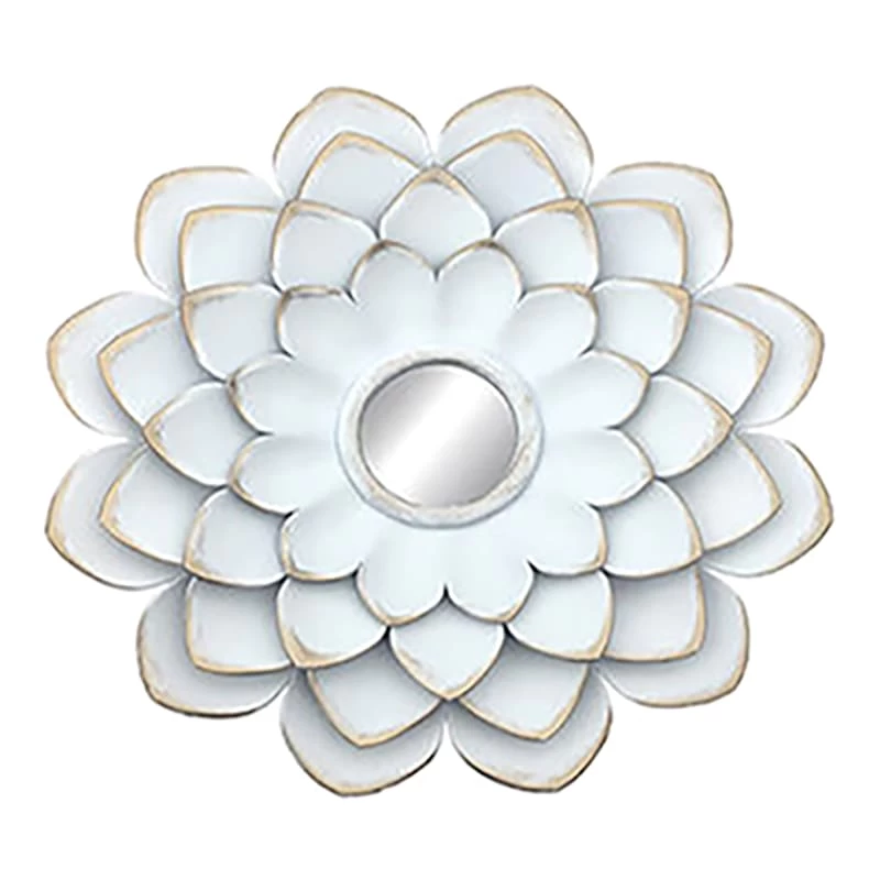 3-Piece White Floral Accent Wall Mirror Set, 14" 4 3-Piece White Floral Accent Wall Mirror Set, 14" - Image 2