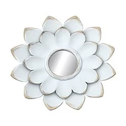 3-Piece White Floral Accent Wall Mirror Set, 14" 9 3-Piece White Floral Accent Wall Mirror Set, 14" -Home Decor Shop 3 piece white floral accent wall mirror set 14 2