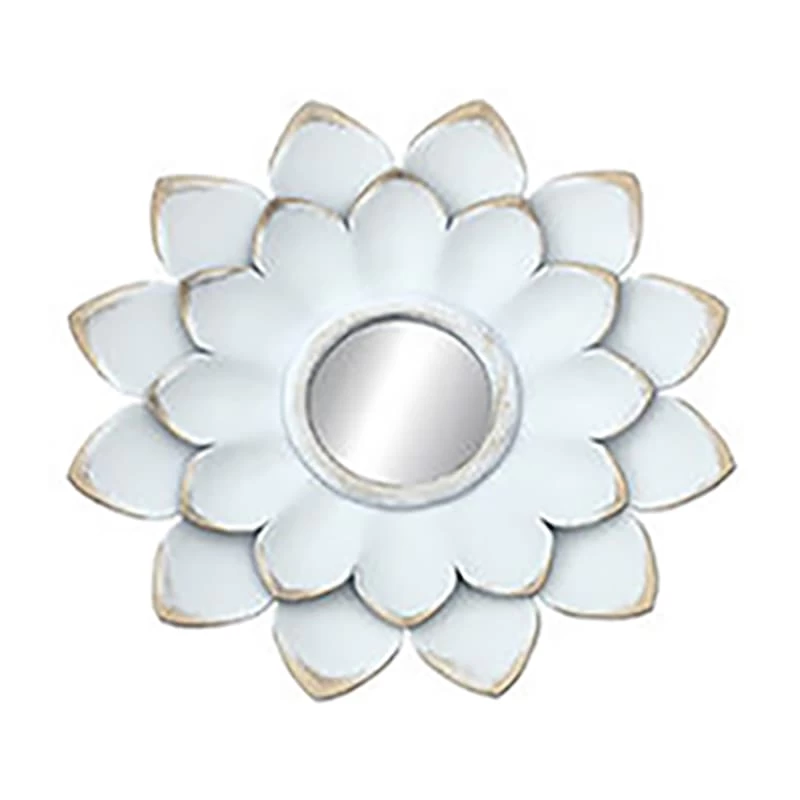 3-Piece White Floral Accent Wall Mirror Set, 14" 5 3-Piece White Floral Accent Wall Mirror Set, 14" - Image 3