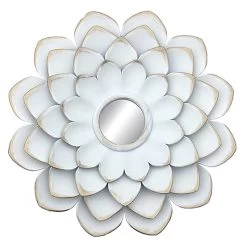 3-Piece White Floral Accent Wall Mirror Set, 14" 10 3-Piece White Floral Accent Wall Mirror Set, 14" -Home Decor Shop 3 piece white floral accent wall mirror set 14 3