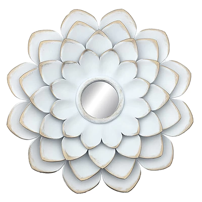 3-Piece White Floral Accent Wall Mirror Set, 14" 6 3-Piece White Floral Accent Wall Mirror Set, 14" - Image 4