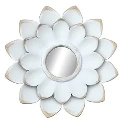 3-Piece White Floral Accent Wall Mirror Set, 14" 11 3-Piece White Floral Accent Wall Mirror Set, 14" -Home Decor Shop 3 piece white floral accent wall mirror set 14 4