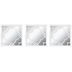 3-Piece White Peony Wall Mirror Set, 10"