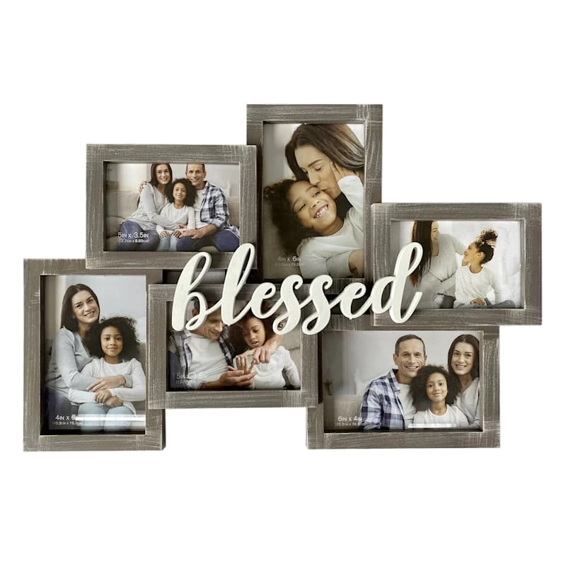 6-Opening Blessed Grey Photo Collage, 18x12 3 6-Opening Blessed Grey Photo Collage, 18x12