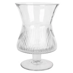 9.4IN RIBBED CLEAR GLASS VASE