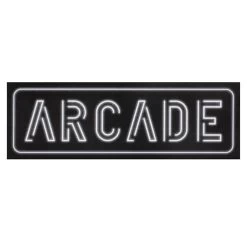 Arcade Matte Black Gloss Embellished Wall Sign, 24x8