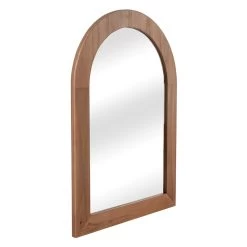 Arched Wood Grain Wall Mirror, 24x34