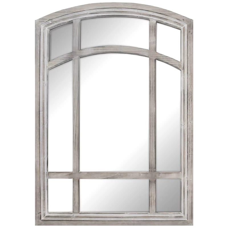 Arched Wood Window Pane Wall Mirror, 28x39 3 Arched Wood Window Pane Wall Mirror, 28x39