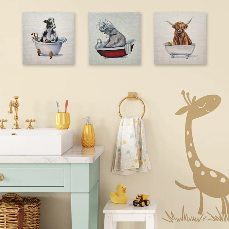 Bathing Beauty Cow Canvas Wall Art, 12" 4 Bathing Beauty Cow Canvas Wall Art, 12" - Image 2