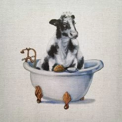 Bathing Beauty Cow Canvas Wall Art, 12"