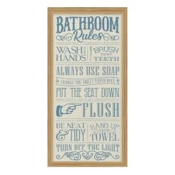 Bathroom Rules Framed Linen Wall Art, 10x20