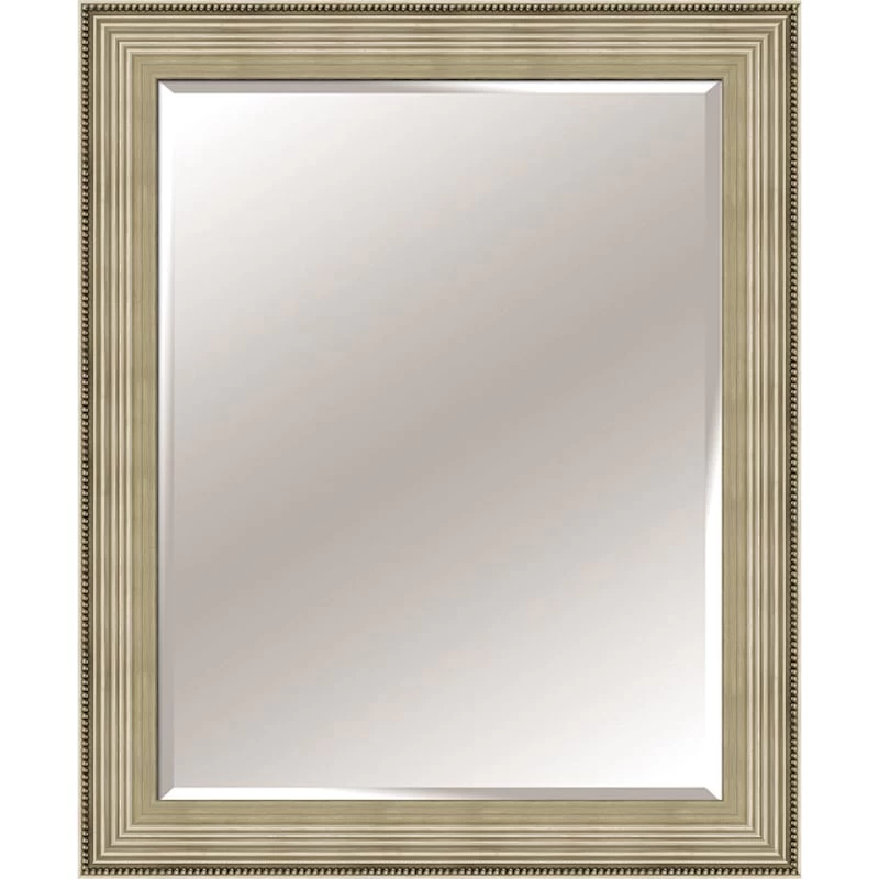 Beaded Champagne & Silver Wood Framed Wall Mirror, 30x42 3 Beaded Champagne & Silver Wood Framed Wall Mirror, 30x42