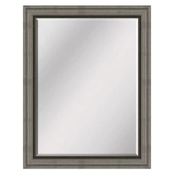 Beaded Pewter & Bronze Framed Beveled Wall Mirror, 43x55