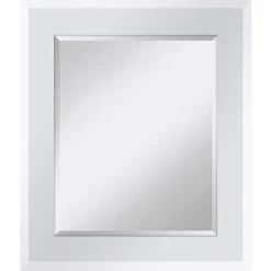 Bevel Mirror With High Gloss White Frame Wall Mirror, 23x27
