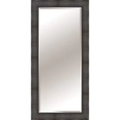 Black Embossed Dots Brushed Platinum Floor Mirror, 32x66