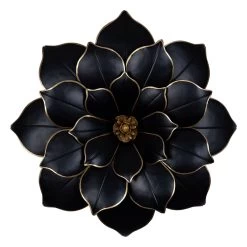 Black & Gold Metal Flower Wall Decor, 21"