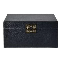 Black Leather Decorative Box, Large