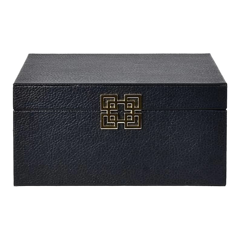 Black Leather Decorative Box, Large 3 Black Leather Decorative Box, Large