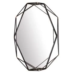 Black Metal Geo Oval Wall Mirror, 25x37