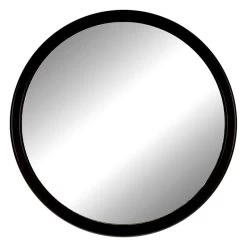 Black Metal Round Wall Mirror, 14"