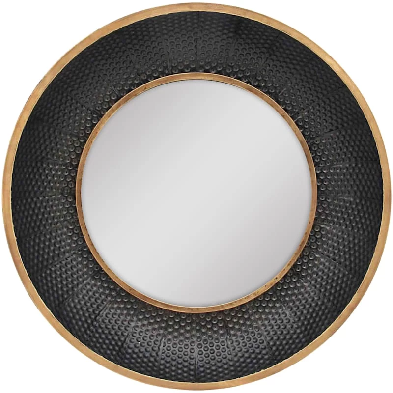 Black Metal Round Wall Mirror, 22" 3 Black Metal Round Wall Mirror, 22"