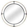 Black Metal With Rope Round Wall Mirror, 36" 1 Black Metal With Rope Round Wall Mirror, 36" -Home Decor Shop black metal with rope round wall mirror 36