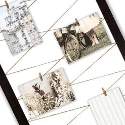 Black String Collage With Clothespin Photo Clips, 20x40 5 Black String Collage With Clothespin Photo Clips, 20x40 -Home Decor Shop black string collage with clothespin photo clips 20x40 2