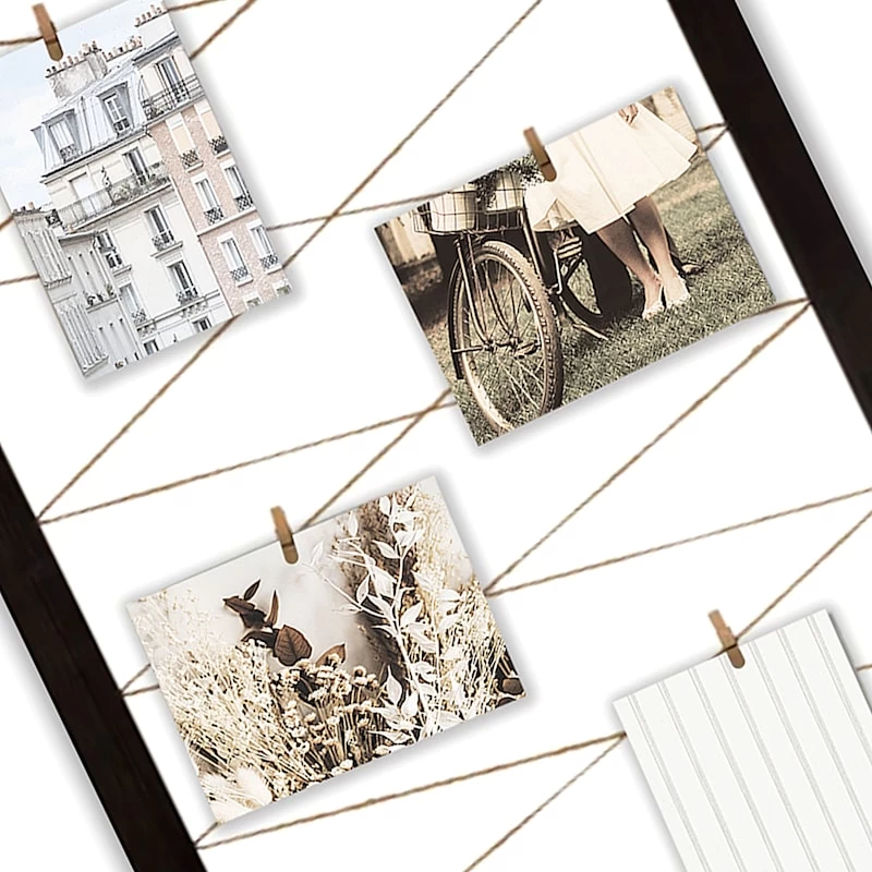 Black String Collage With Clothespin Photo Clips, 20x40 4 Black String Collage With Clothespin Photo Clips, 20x40 - Image 2