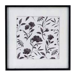 Black & White Floral Wooden Wall Art, 16"