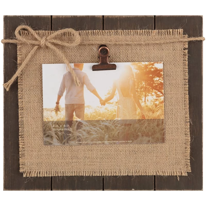 Blackwash With Burlap Backer & Bow Clip Tabletop Photo Frame, 4x6 3 Blackwash With Burlap Backer & Bow Clip Tabletop Photo Frame, 4x6