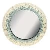 Blue Mother Of Pearl Framed Round Wall Mirror, 30" -Home Decor Shop blue mother of pearl framed round wall mirror 30