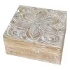 Carved Wood Box, Large -Home Decor Shop carved wood box large