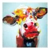 Colorful Cow Embellished Canvas Wall Art, 24" -Home Decor Shop colorful cow embellished canvas wall art 24